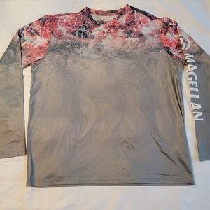 Magellan Long Sleeve T-shirt Mens Gray Red‎ Moisture Wicking Fishing Gear Large